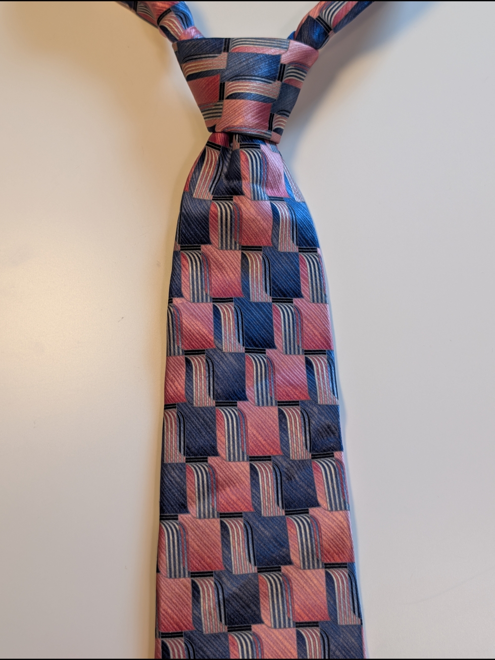 Umberto Bossi Roma Milano All Silk Tie Hand Made Italy Blue Pink 4" Wide Classic